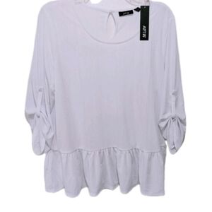 NWT Apt. 9 Ribbed Peplum Top Blouse XL White #swtr3